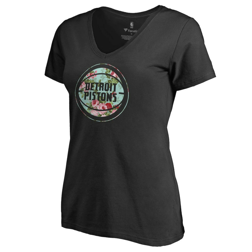 Detroit Pistons Lovely V-Neck T-Shirt sale - Black discount