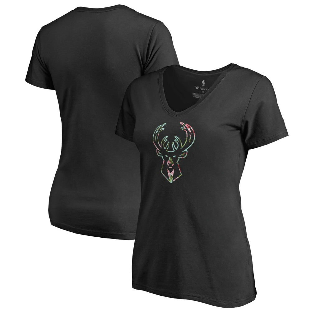 Milwaukee Bucks Lovely V-Neck T-Shirt - Black discount