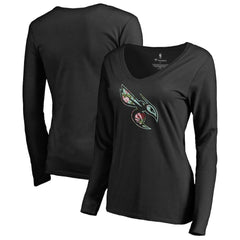 Charlotte Hornets Women's Lovely V-Neck Long Sleeve T-Shirt - Black outlet