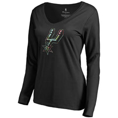 San Antonio Spurs Women's Lovely V-Neck Long Sleeve T-Shirt - Black shop