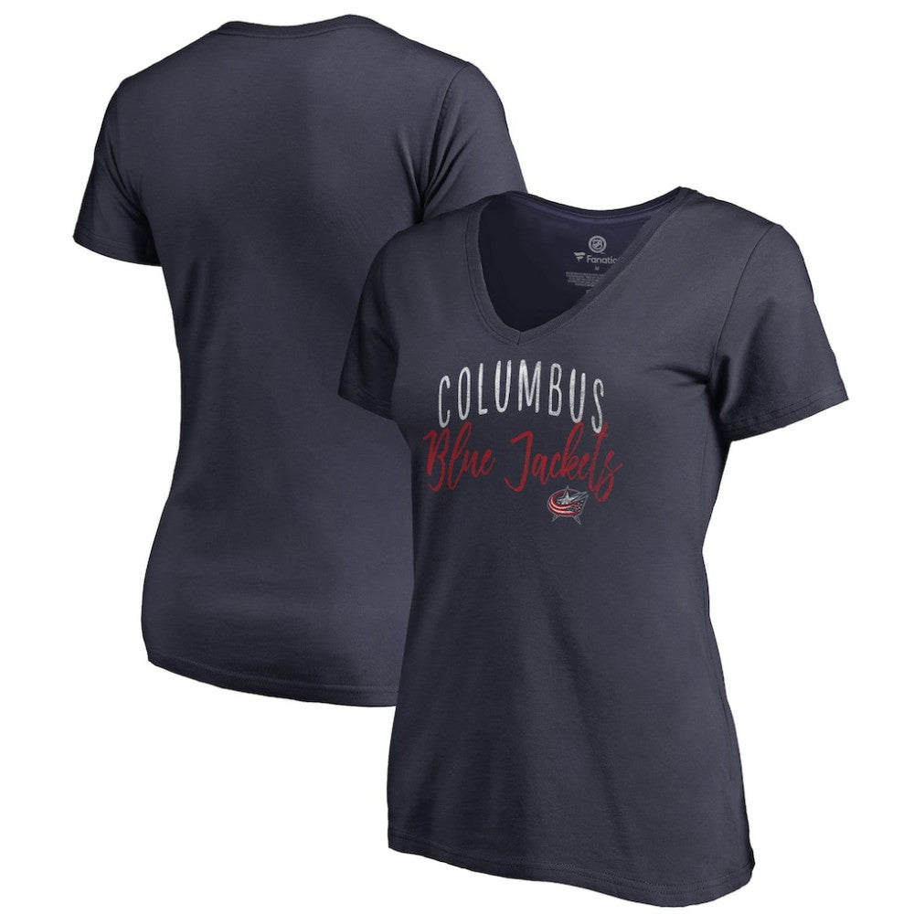 Columbus Blue Jackets Women's Graceful V-Neck T-Shirt Navy