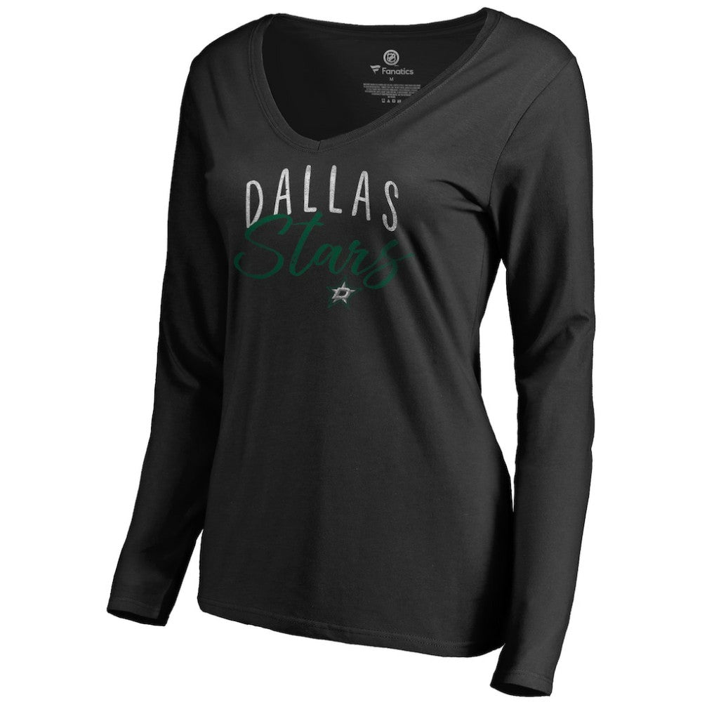 Dallas Stars Women's Graceful Long Sleeve V-Neck T-Shirt Black