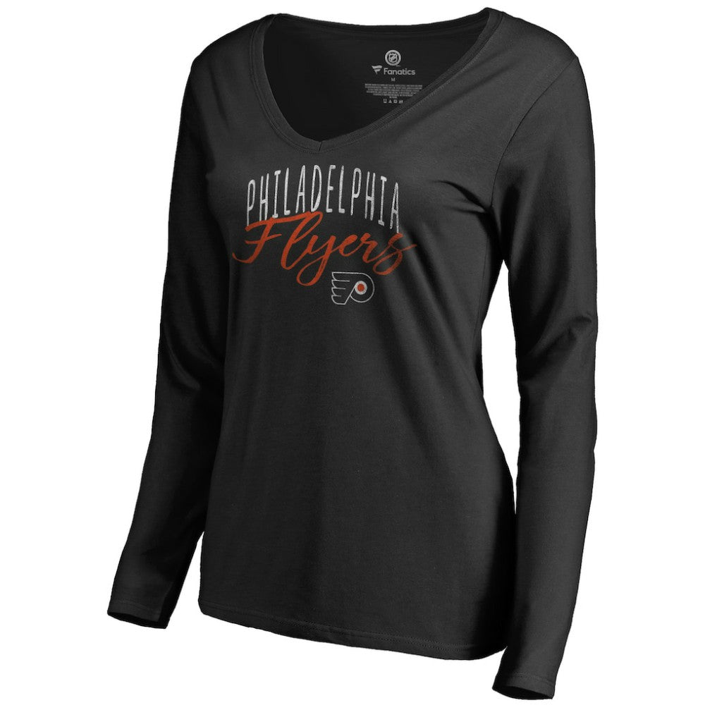 Philadelphia Flyers Women's Graceful Long Sleeve V-Neck T-Shirt Black