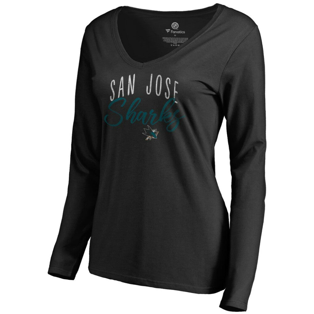 San Jose Sharks Women's Graceful Long Sleeve V-Neck T-Shirt Black