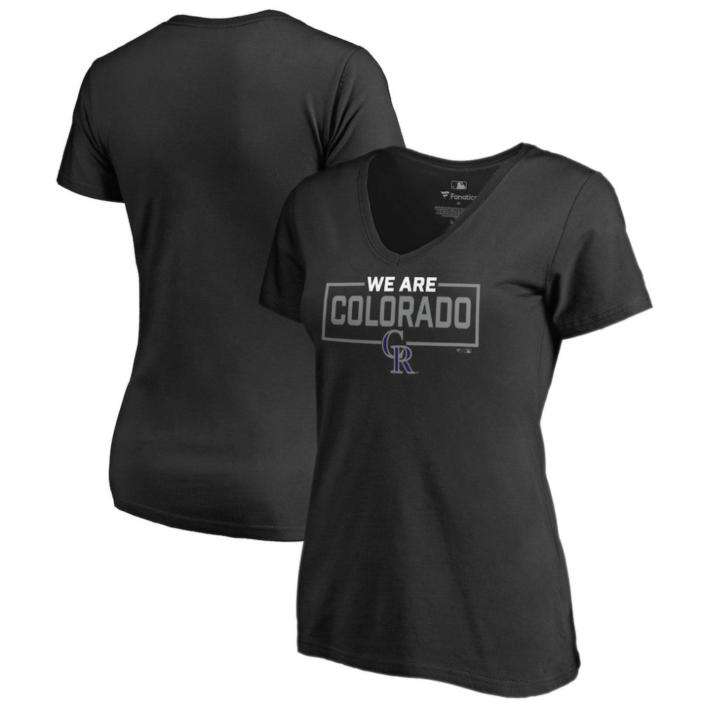 Colorado Rockies Women's We Are Icon V-Neck T-Shirt - Black