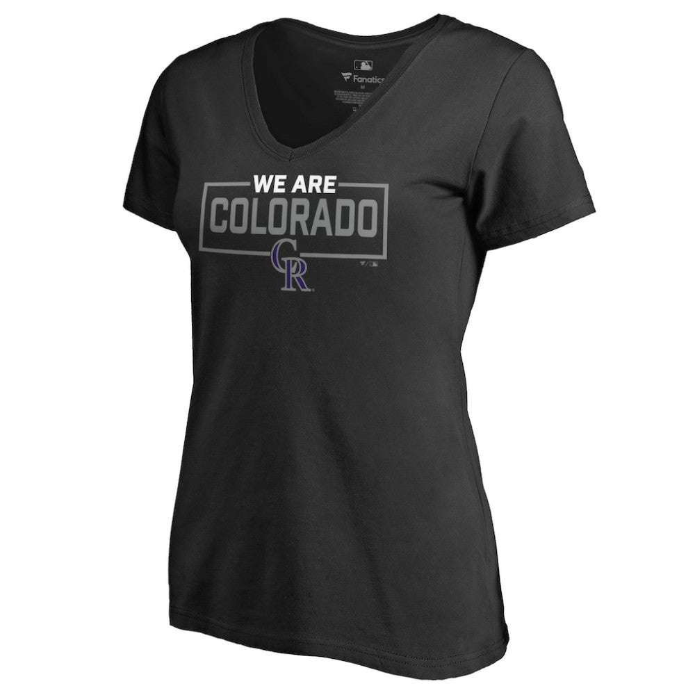 Colorado Rockies Women's We Are Icon V-Neck T-Shirt - Black
