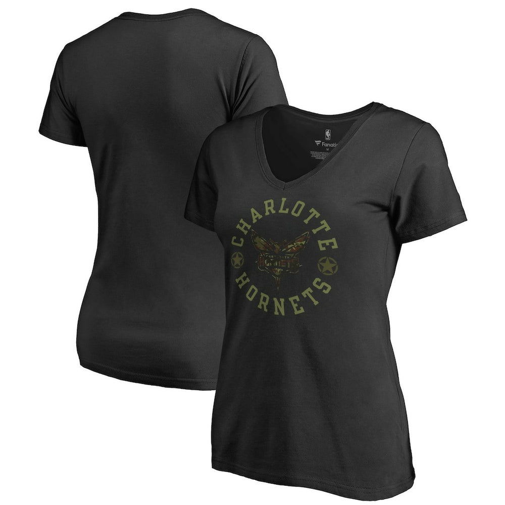 Charlotte Hornets Women's Liberty V-Neck T-Shirt - Black sale