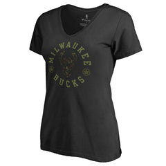 Milwaukee Bucks Women's Liberty V-Neck T-Shirt - Black outlet