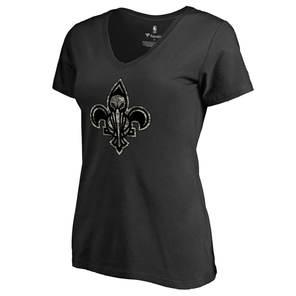 New Orleans Pelicans Women's Cloak Camo V-Neck T-Shirt - Black online