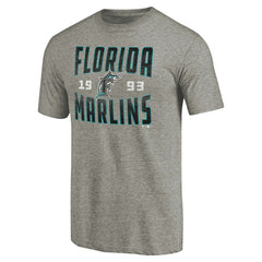 Florida Marlins Cooperstown Collection Vintage Antique Stack Tri-Blend T-Shirt - Gray