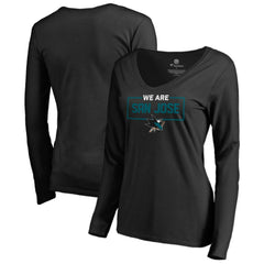 San Jose Sharks Women's Iconic Collection We Are Long Sleeve V-Neck T-Shirt Black