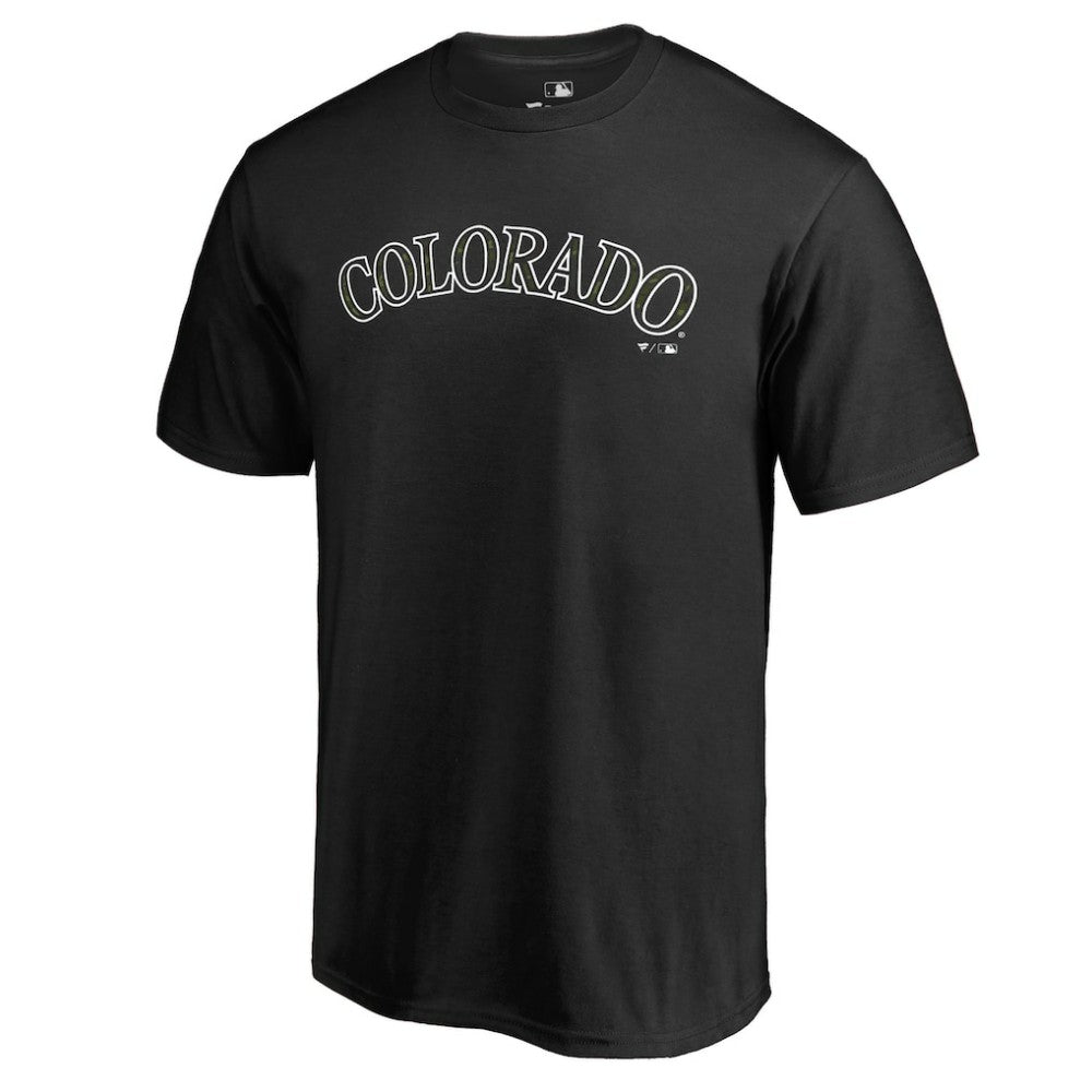 Colorado Rockies Armed Forces Wordmark T-Shirt - Black