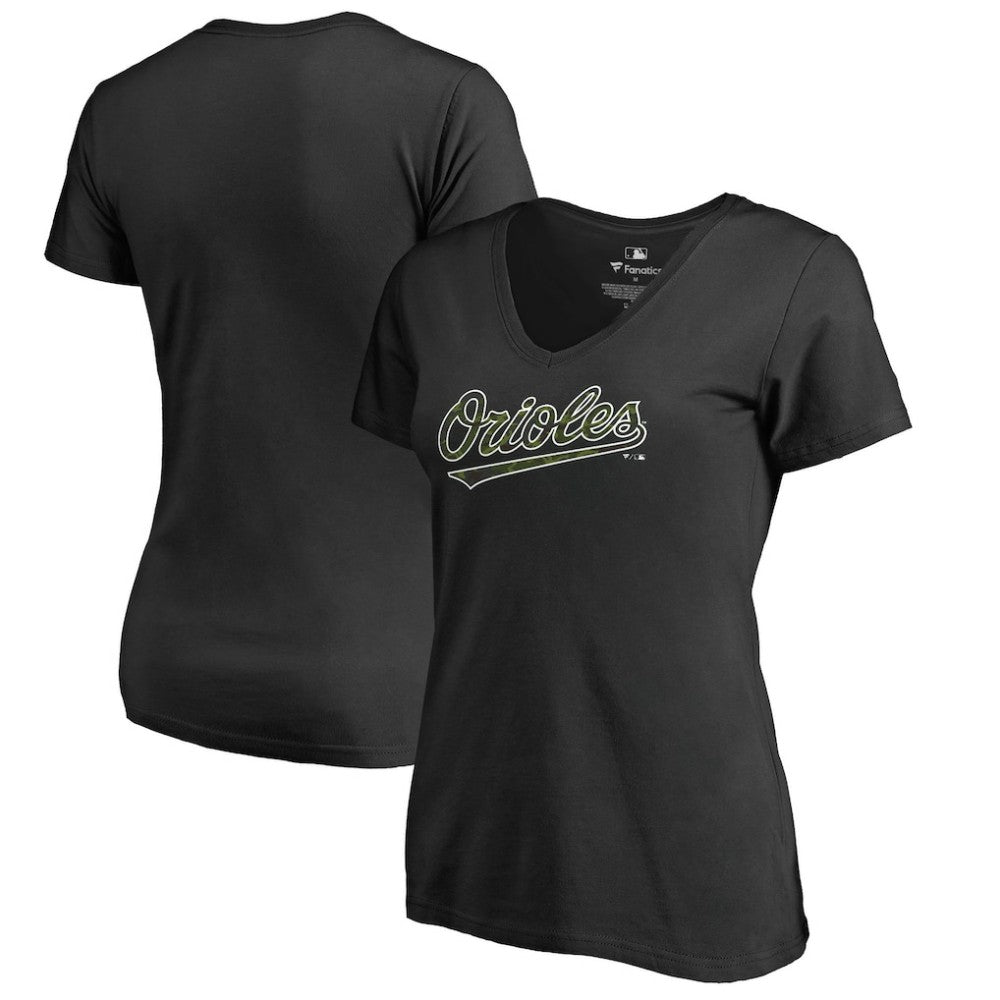 Baltimore Orioles Women's Armed Forces Wordmark T-Shirt - Black