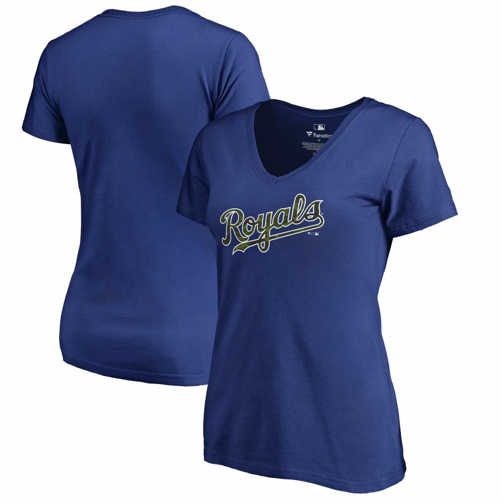 Kansas City Royals Women's Armed Forces Wordmark T-Shirt - Royal