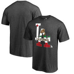 Los Angeles Dodgers Hometown Collection Cali Flag T-Shirt - Heathered Charcoal