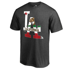 Los Angeles Dodgers Hometown Collection Cali Flag T-Shirt - Heathered Charcoal