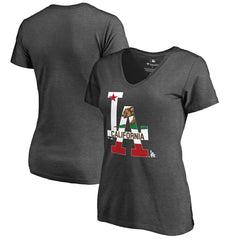 Los Angeles Dodgers Women's Hometown Collection Cali Flag T-Shirt - Heathered Charcoal