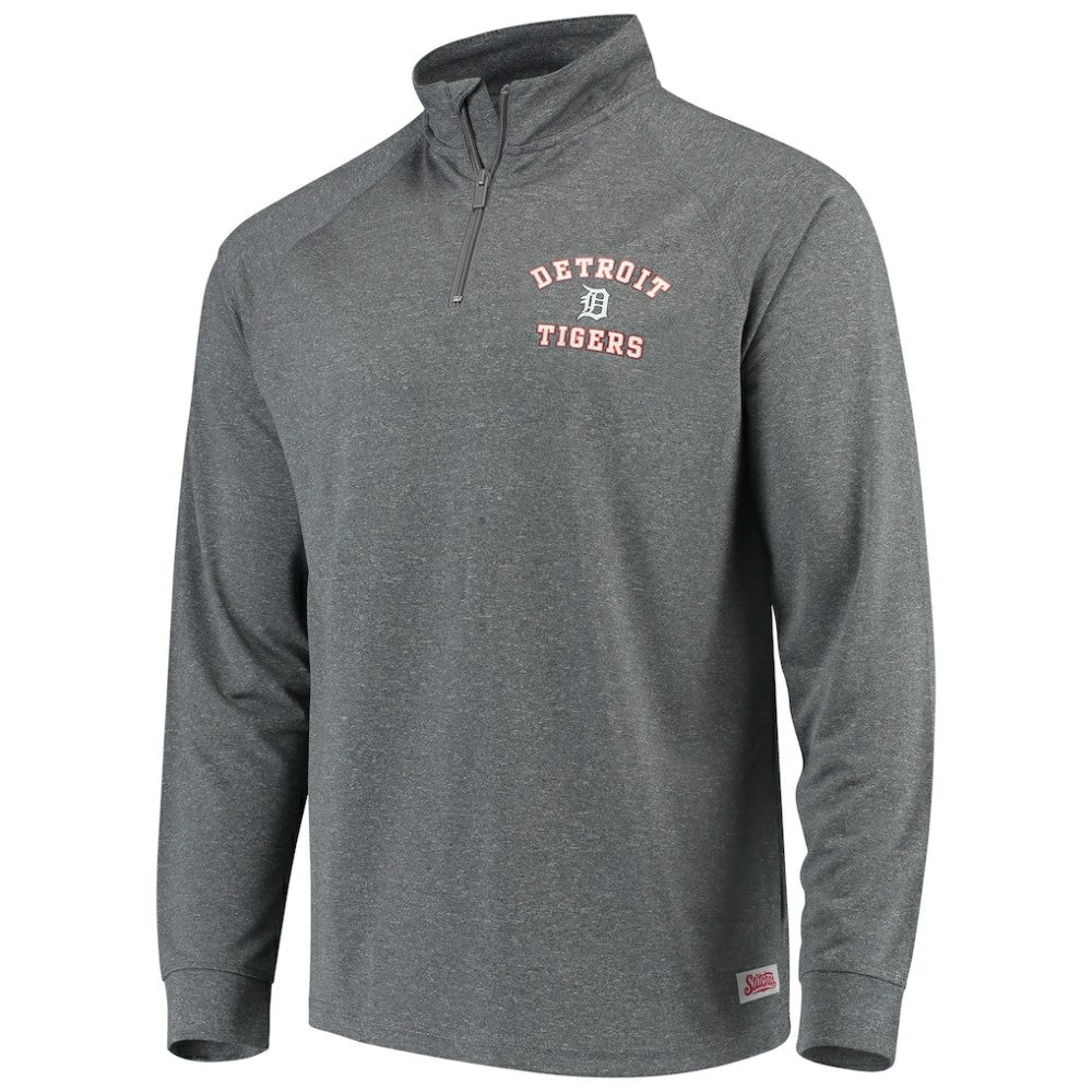 Detroit Tigers Stitches Team Raglan Quarter-Zip Pullover Jacket - Heathered Charcoal