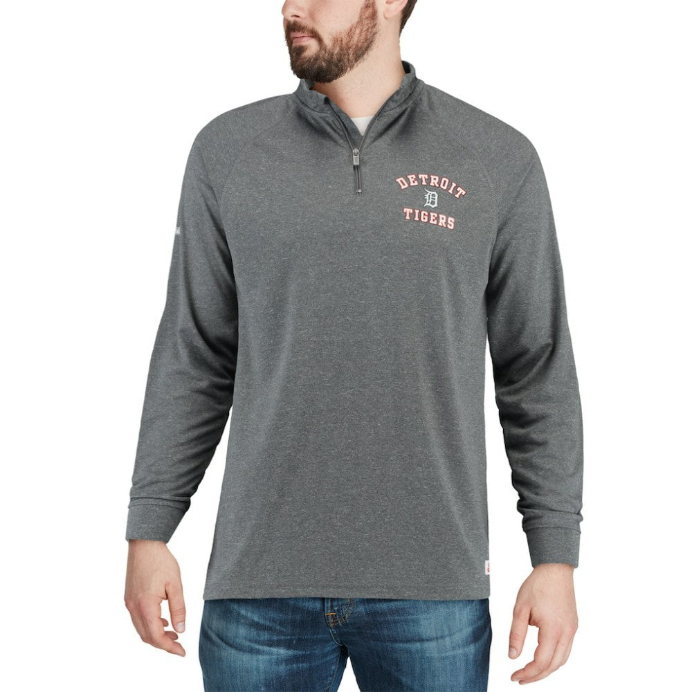 Detroit Tigers Stitches Team Raglan Quarter-Zip Pullover Jacket - Heathered Charcoal