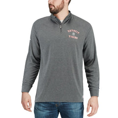 Detroit Tigers Stitches Team Raglan Quarter-Zip Pullover Jacket - Heathered Charcoal