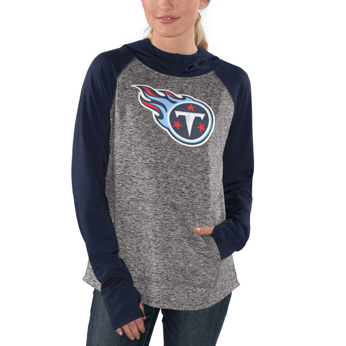 Tennessee Titans G-III 4Her by Carl Banks Women's Championship Ring Pullover Hoodie - Heathered Gray/Navy cheap