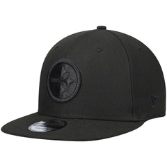 Pittsburgh Steelers New Era Black On Black 9FIFTY Adjustable Hat - Black cheap