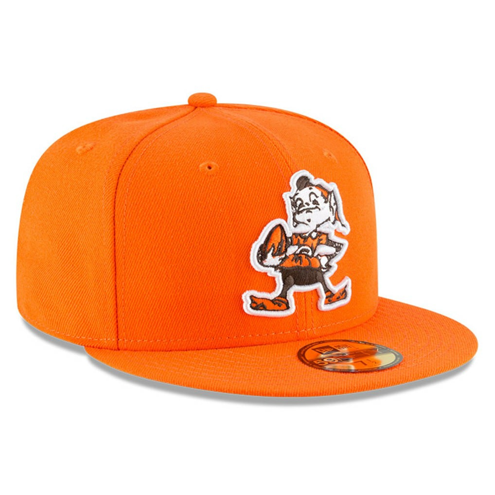 Cleveland Browns New Era Omaha Brownie The Elf Throwback 59FIFTY Fitted Hat - Orange on sale