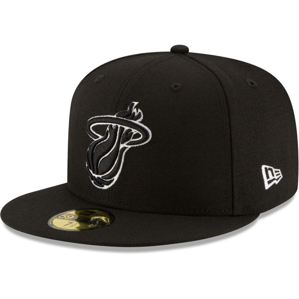 Miami Heat Black & White Logo 59FIFTY Fitted Hat - Black | New Era outlet