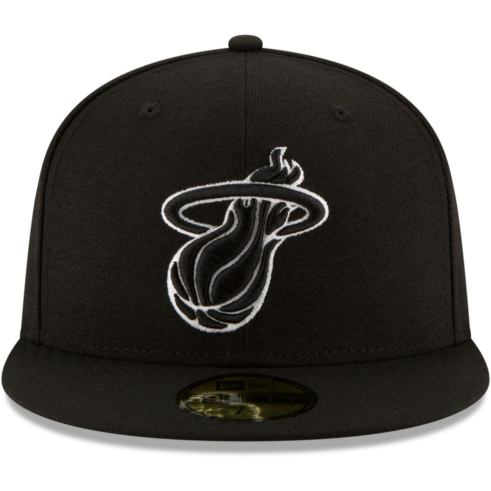Miami Heat Black & White Logo 59FIFTY Fitted Hat - Black | New Era outlet