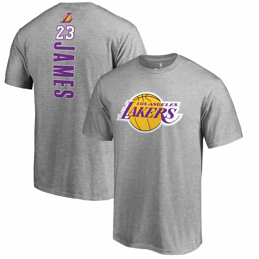 LeBron James Los Angeles Lakers Backer Name & Number T-Shirt - Heather Gray cheap