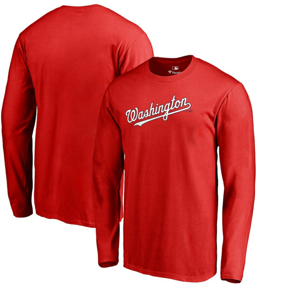 Washington Nationals Team Wordmark Long Sleeve T-Shirt - Red