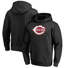 Cincinnati Reds Official Wordmark Fitted Pullover Hoodie - Black