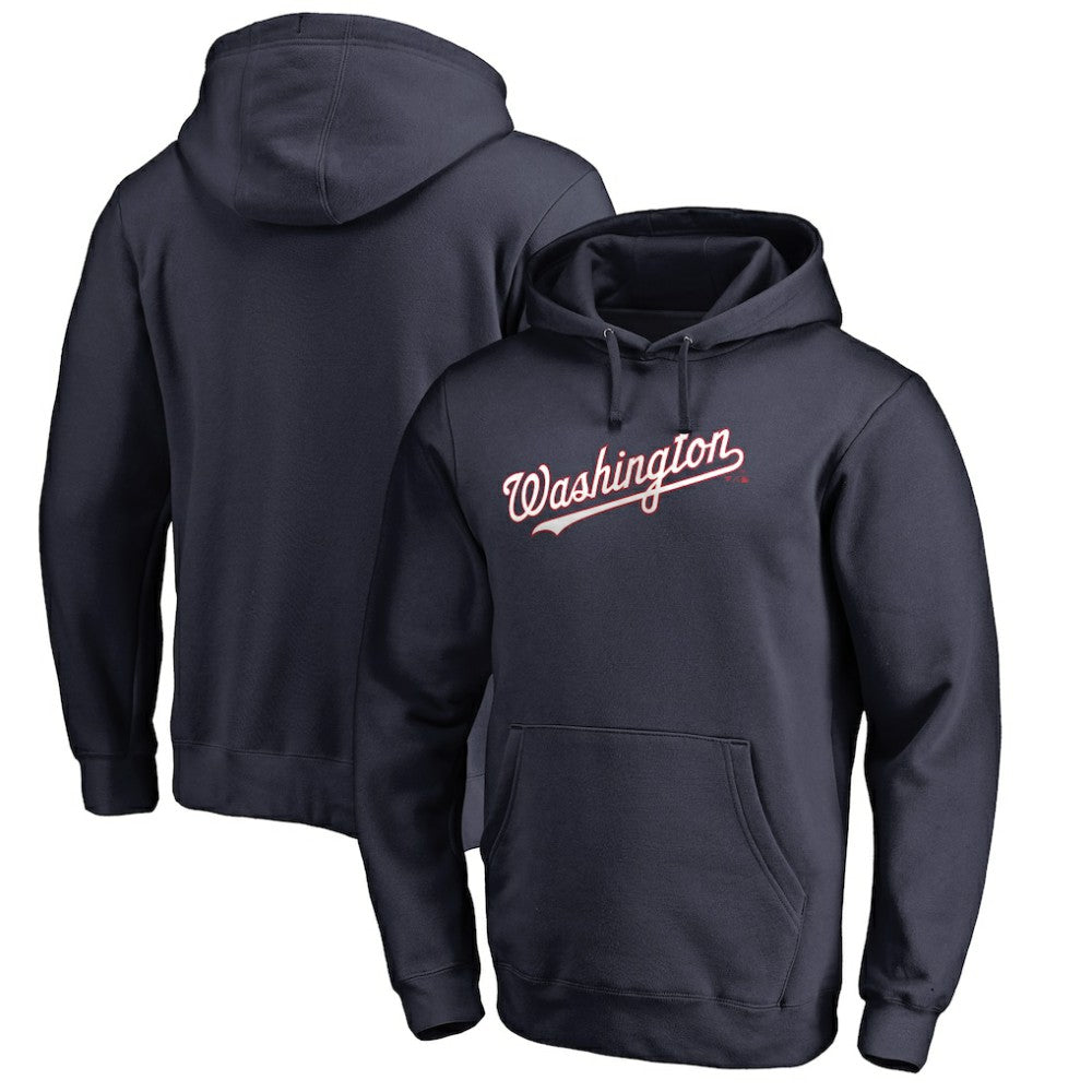 Washington Nationals Official Wordmark Fitted Pullover Hoodie - Navy