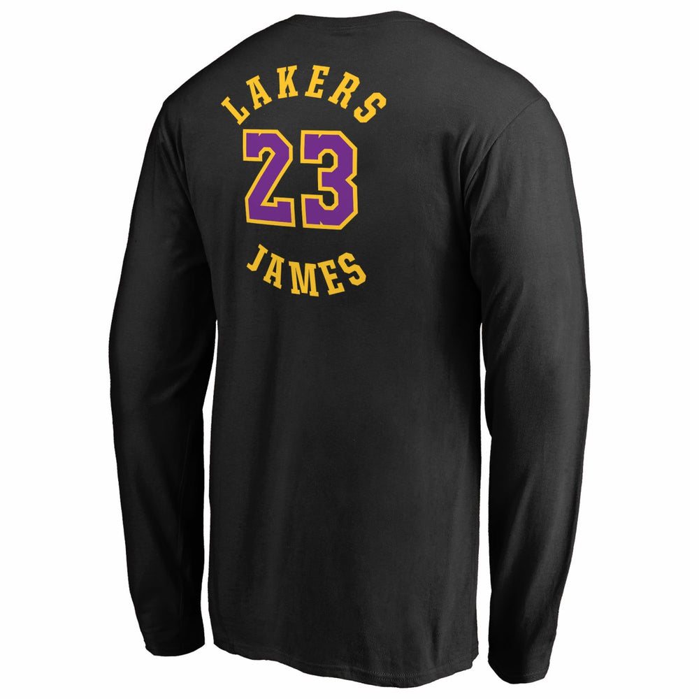 LeBron James Los Angeles Lakers Round About Name & Number Long Sleeve T-Shirt - Black shop