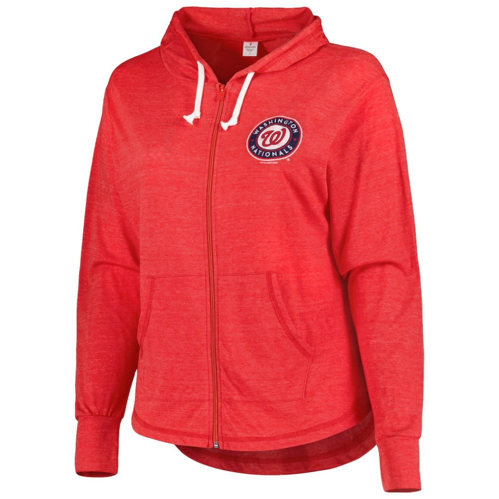 Washington Nationals Soft as a Grape Women's Plus Size Full-Zip Lightweight Hoodie Top - Red