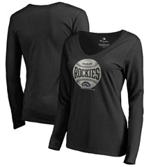 Colorado Rockies Women's Cooperstown Collection Slider Long Sleeve V-Neck T-Shirt - Black