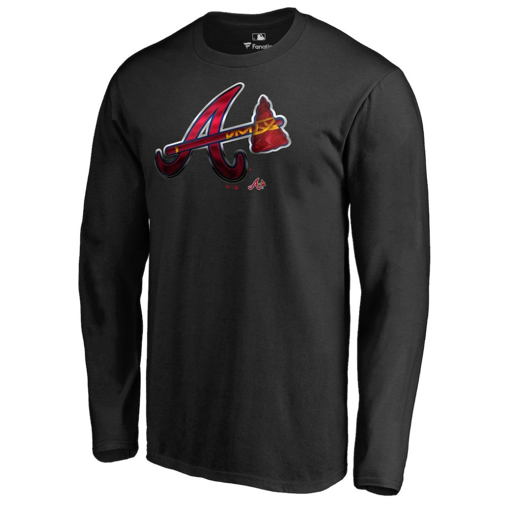 Atlanta Braves Midnight Mascot Long Sleeve T-Shirt - Black