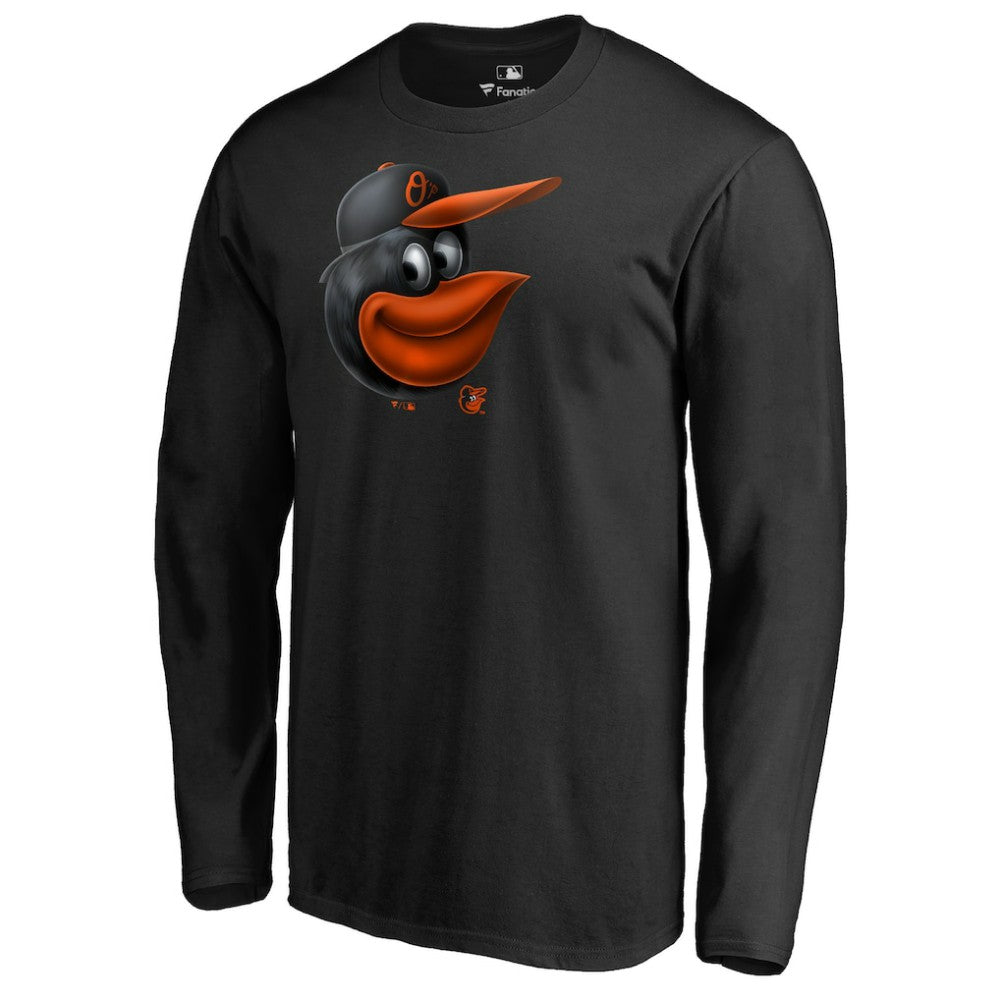 Baltimore Orioles Midnight Mascot Long Sleeve T-Shirt - Black