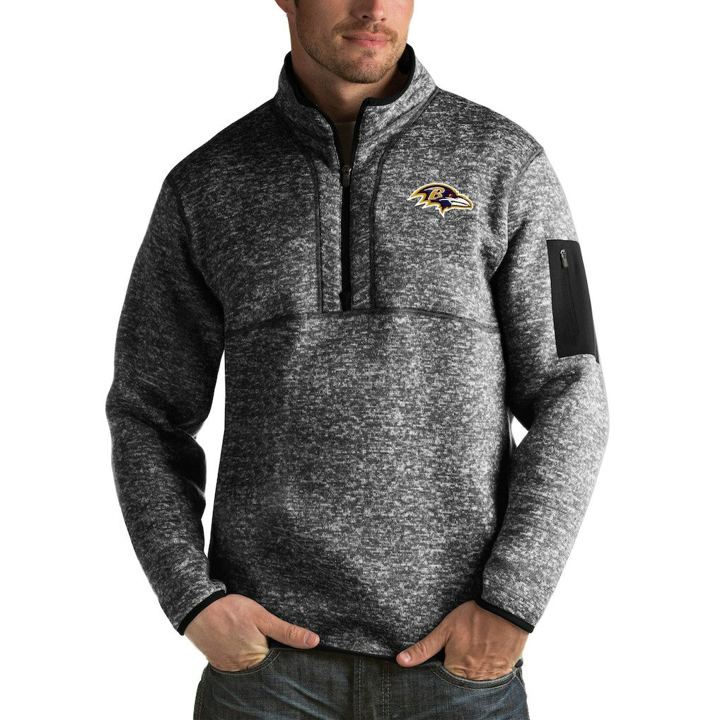 Baltimore Ravens Antigua Fortune Big & Tall Quarter-Zip Pullover Jacket - Heather Black sale