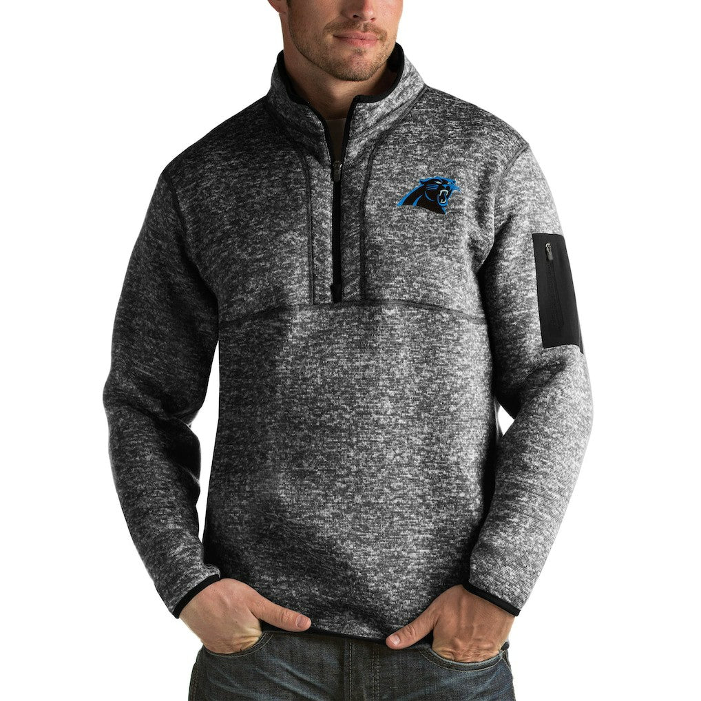 Carolina Panthers Antigua Fortune Big & Tall Quarter-Zip Pullover Jacket - Heather Black cheap