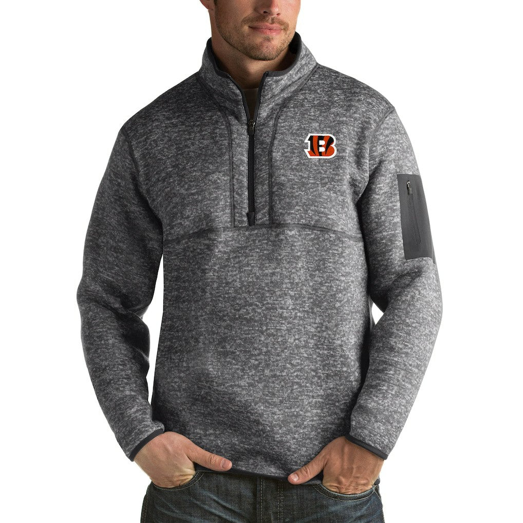Cincinnati Bengals Antigua Fortune Big & Tall Quarter-Zip Pullover Jacket - Charcoal on sale