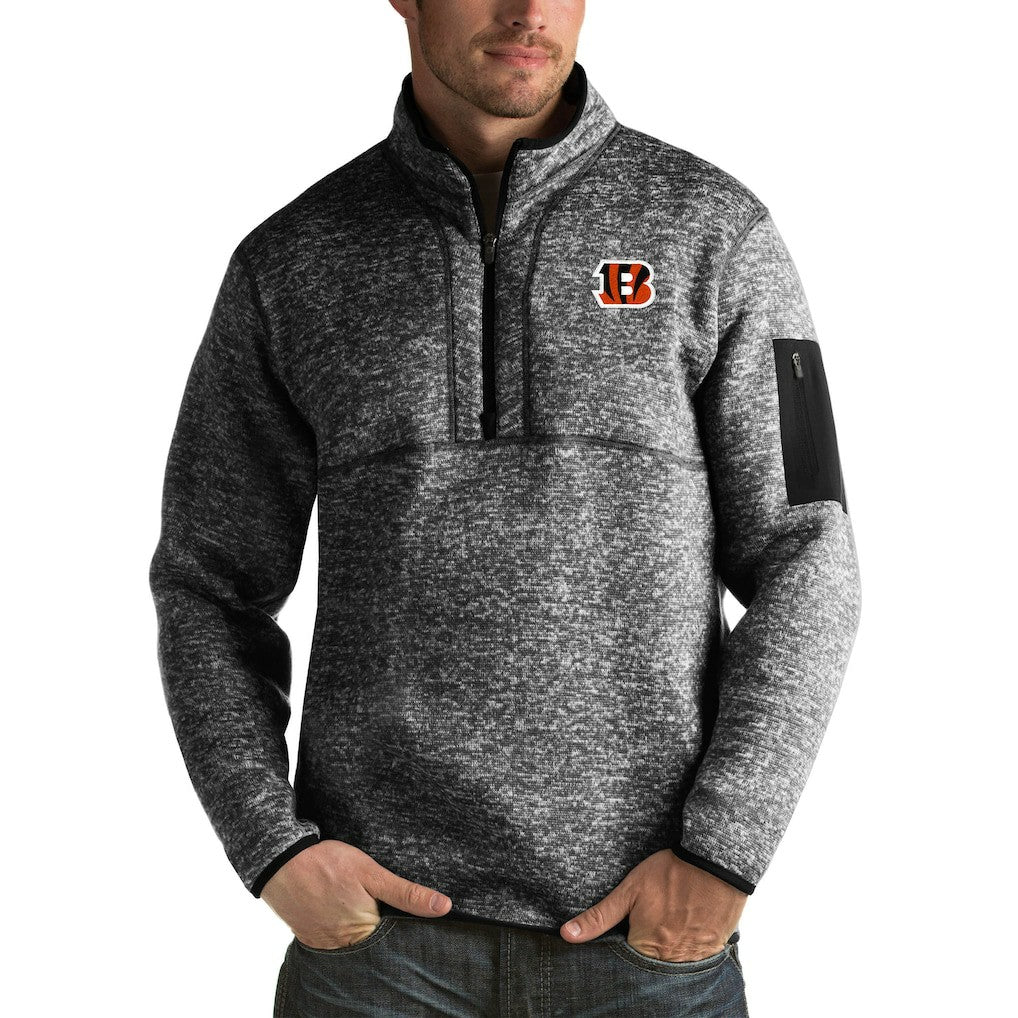 Cincinnati Bengals Antigua Fortune Big & Tall Quarter-Zip Pullover Jacket - Heather Black cheap