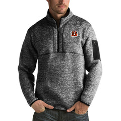Cincinnati Bengals Antigua Fortune Big & Tall Quarter-Zip Pullover Jacket - Heather Black cheap