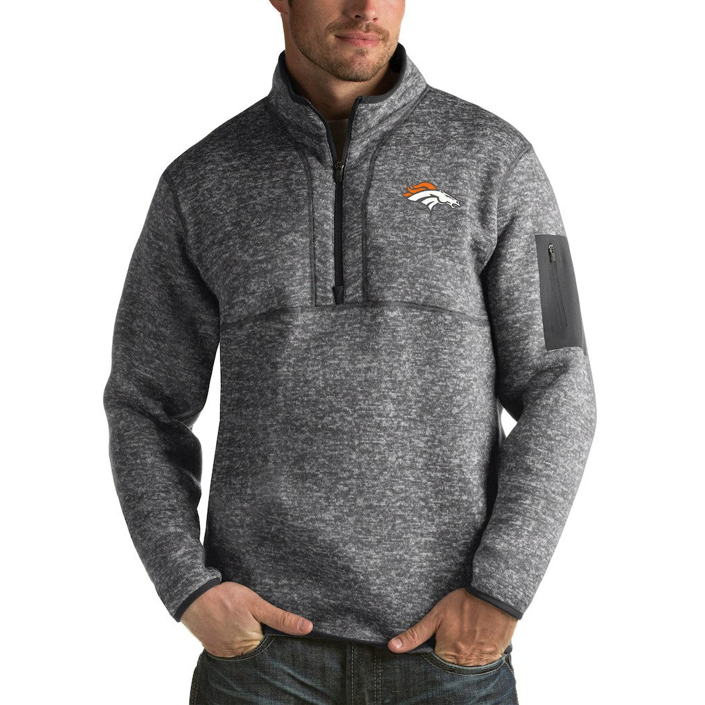 Denver Broncos Antigua Fortune Big & Tall Quarter-Zip Pullover Jacket - Charcoal sale