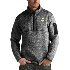 Green Bay Packers Antigua Fortune Big & Tall Quarter-Zip Pullover Jacket - Heather Black online