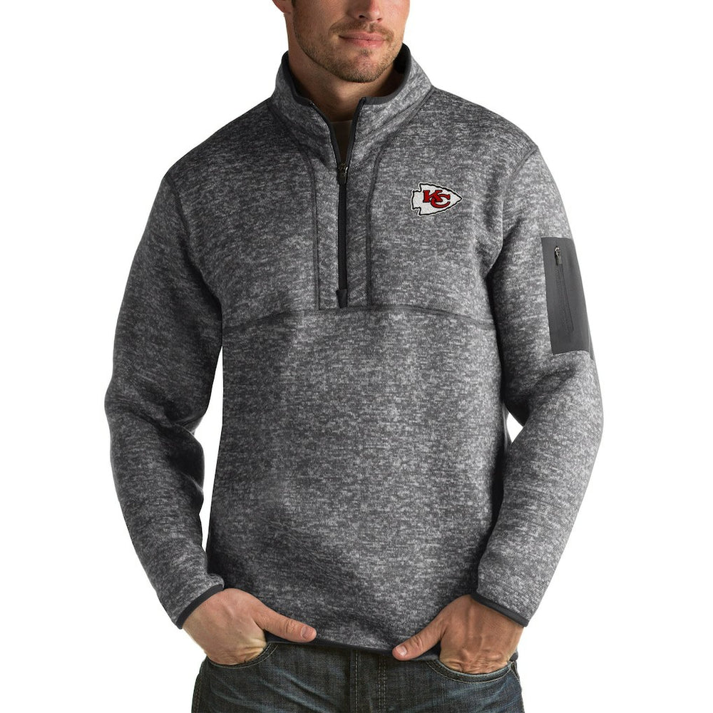 Kansas City Chiefs Antigua Fortune Big & Tall Quarter-Zip Pullover Jacket - Charcoal cheap