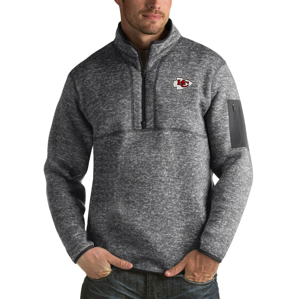 Kansas City Chiefs Antigua Fortune Big & Tall Quarter-Zip Pullover Jacket - Charcoal cheap