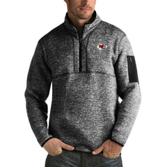 Kansas City Chiefs Antigua Fortune Big & Tall Quarter-Zip Pullover Jacket - Heather Black cheap