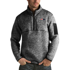 New England Patriots Antigua Fortune Big & Tall Quarter-Zip Pullover Jacket - Heather Black cheap