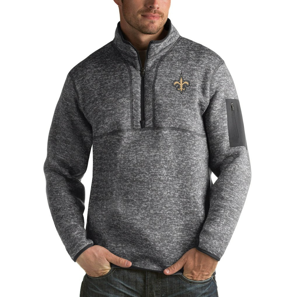 New Orleans Saints Antigua Fortune Big & Tall Quarter-Zip Pullover Jacket - Charcoal outlet